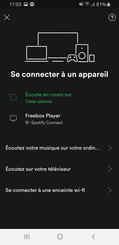 Image montrant la connexion Spotify à un appareil